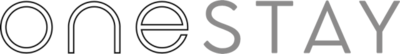 The image displays the word ONESTAY in a modern, thin, sans-serif font with the letters in grey on a light background.